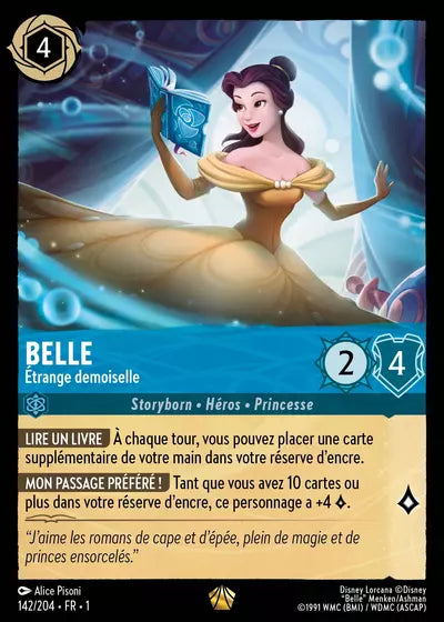 Carte Disney Lorcana Belle – Étrange demoiselle 142/204 FR – Premier Chapitre – Légendaire