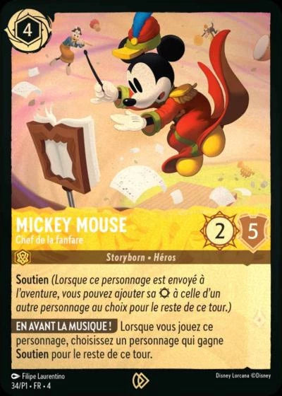 Carte Disney Lorcana Mickey Mouse – Chef de la fanfare 34/P1 FR – Promo