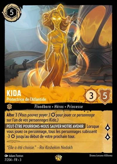 Carte Disney Lorcana Kida – Protectrice de l’Atlantide 7/204 FR holographique – Les Terres d’Encres – Légendaire