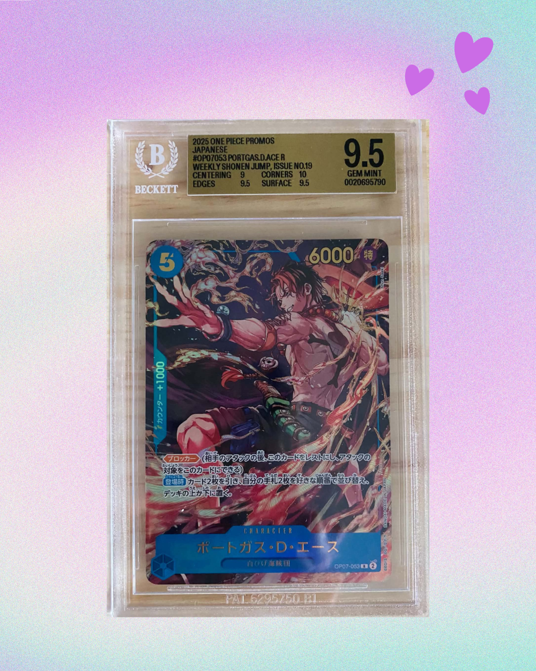 Carte Gradée Beckett Ace OP07-053 - Portgas.D.Ace R/(Weekly Shonen Jump, Issue No.19)